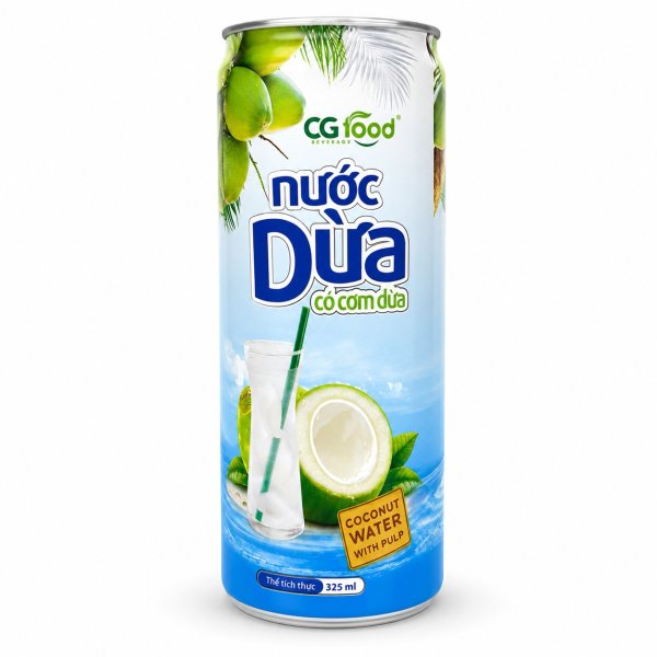 Photo1: CG COCONUT WATER WITH PULP 325ml / CG ココナッツウォーター 果肉入り (1)